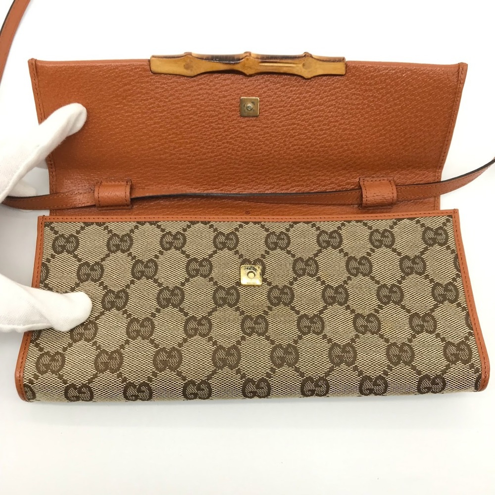 GUCCI GG Canvas Bamboo Shoulder Bag Beige - Picture 9 of 11